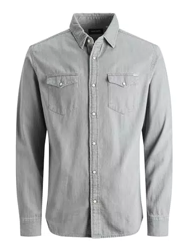 JACK & JONES Camicia in jeans da uomo, Nero