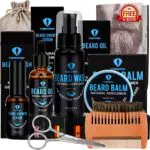 Kit Prodotti Barba e Baffi Uomo con Olio, Siero per la Crescita, Balsamo, Spazzola e Pettine