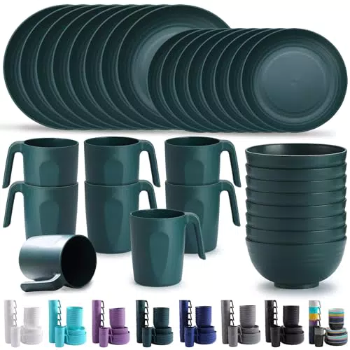 Kyraton Plastic Dinnerware Sets - Piatti e tazze infrangibili per 8 persone