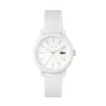 Lacoste Orologio Analogico al Quarzo da Donna con Cinturino in Silicone Bianco