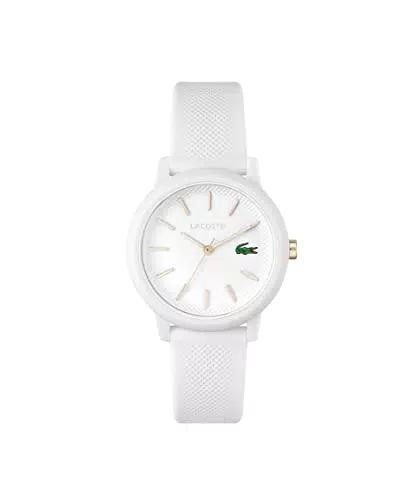 Lacoste Orologio Analogico al Quarzo da Donna con Cinturino in Silicone Bianco