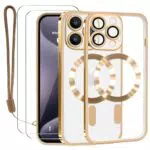 Lafunda Cover Trasparente per iPhone 15, Custodia Compatibile con MagSafe con Protezione Fotocamera e 2 Pezzi di Vetro Temperato