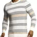 Leif Nelson Maglione Uomo Felpa a Maglia Girocollo LN-20760 Color Crudo X-Large