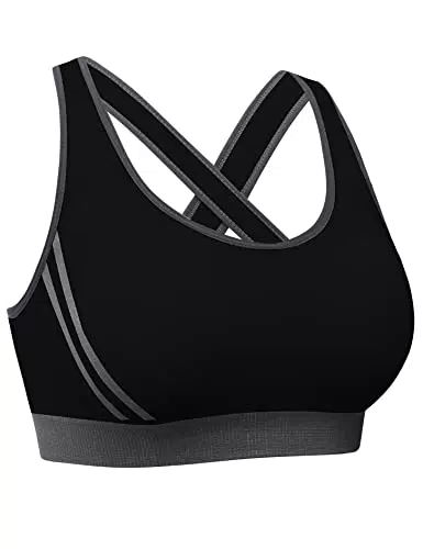 Litherday Reggiseni Sportivi Senza Ferretto Reggiseni Sportivi Donna Push Up Comfort con Imbottiture Rimovibili Reggiseno Yoga Reggiseno Sportivi per Allenamento Running Boxing Nero