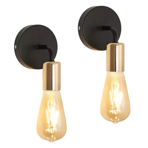 Lumiup Lampada da Parete Industriale, 2 Pacchi E27 Applique da Parete Vintage