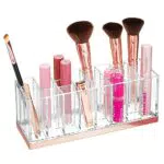 Organizer Cosmetici mDesign con 24 Scomparti - Trasparente e Oro Rosato