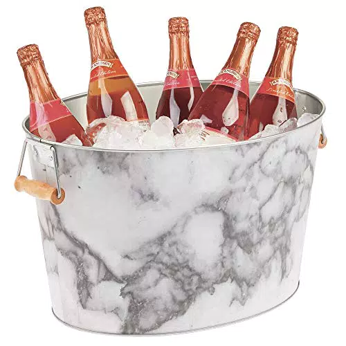 Porta bottiglie mDesign con manici in metallo per vino, birra e bevande