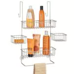 mDesign Portaoggetti da Doccia con Ripiani e Ganci - Scaffale da Appendere per Bagno