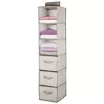 Organizzatore Armadio mDesign con 3 Scomparti e 3 Cassetti - Fibra Sintetica - Grigio/Marrone