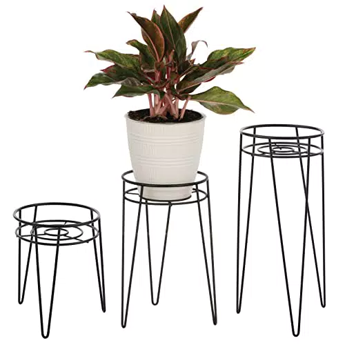 mDesign Portavasi da Terra in Metallo con Design Moderno a Forcina