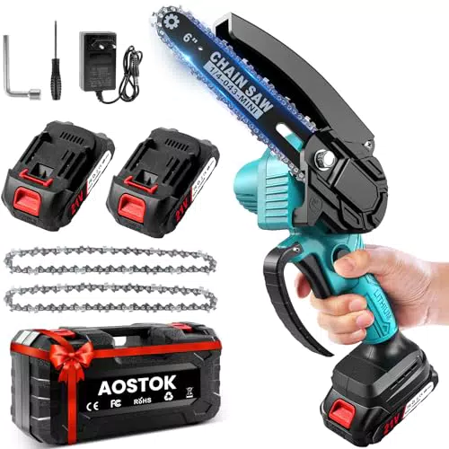 Mini Motosega a Batteria 6" 800W 21V con 2 Batterie per Potatura e Taglio Legno
