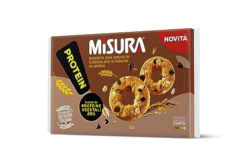 Misura Protein Biscotti al Cioccolato e Avena con Proteine Vegetali - Farina Italiana - Confezione Certificata FSC