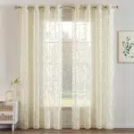 MIULEE 2 Pannelli Tende con motivo di pizzo a foglie con Occhielli Moderna Lavabile Elegante per Camera da Letto Soggiorno Cucina 150X245 CM Beige
