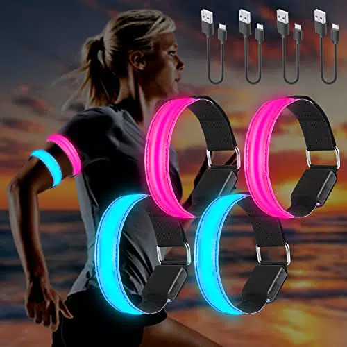 Molbory Braccialetto LED USB, 4 pezzi LED riflettente