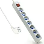 Multipresa a 7 Posti, Ciabatta Elettrica con 7 Prese Italiane 10A/16A e Schuko - Spina Italiana 16A - Potenza 250V/2500W - Cavo da 1