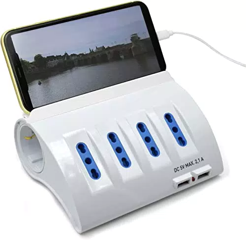 Ewent Multipresa da Scrivania a 6 Posti + 2 Porte USB