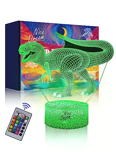 Luce Notturna Dino 3D LED per Bambini con Telecomando - Regali di Natale per Ragazzi e Ragazze