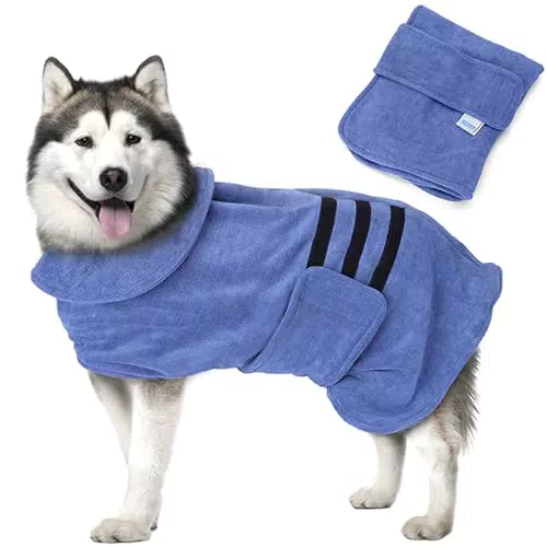 Nobleza Accappatoio per Cani in Microfibra con Velcro