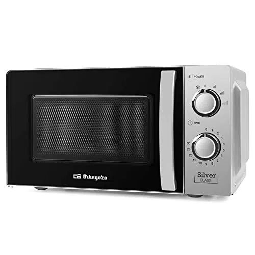 Orbegozo Forno a Microonde 20 Litri, 6 Livelli di Funzionamento, Timer 30 Minuti, 700 W Potenza - Acciaio Argento
