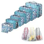 Organizer Valigie Sciphylia Organizer Valigia Set di 10 Borse Organizer da Viaggio Impermeabili Cubi di Imballaggio Viaggio Accessori Utili per Vestiti Cosmetici Scarpe Biancheria Intima Fiore Blu
