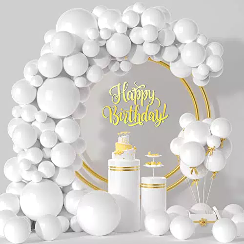 Palloncini Bianco, Kit Ghirlanda Palloncini Bianco, 114 Pezzi 5/10/12/18 Pollici Kit Arco Palloncini Bianco Ideale per Compleanni