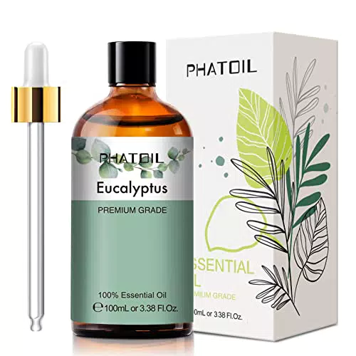 PHATOIL Olio Essenziale Eucalipto 100 ml, Oli Essenziali Naturali Puri per Diffusore Umidificatore