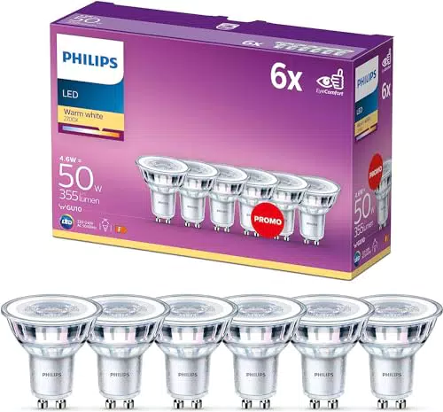 Philips LED Faretto GU10 50W Equivalente - Luce Bianca Calda