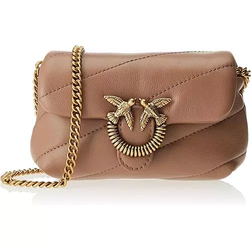 Pinko, LOVE MICRO PUFF C SHEEP NAPPA Donna, Y48Q_TULIPANO VIOLA-ANTQUE GOLD