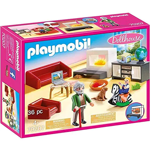 PLAYMOBIL Dollhouse Soggiorno con camino e effetti luminosi