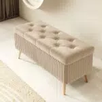 Pouf Contenitore Rettangolare in Legno con Cassapanca - Ideale per Ingresso o Camera da Letto