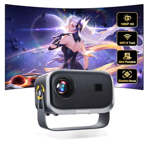 Jimveo E18 Mini Proiettore Portatile WiFi6 Bluetooth HomeCinema 4K
