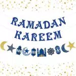 Decorazione Ramadan Kareem Stella e Luna Ghirlanda Blu - Forniture per Feste Eid Mubarak