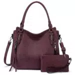 Realer Borsa Donna Set Medio Ecopelle Borse a Mano Borsa a Tracolla Hobo Tote Crossbody Clutch 2 Pezzi Marrone Chiaro