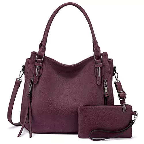 Realer Borsa Donna Set Medio Ecopelle Borse a Mano Borsa a Tracolla Hobo Tote Crossbody Clutch 2 Pezzi Marrone Chiaro