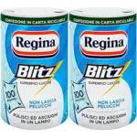Regina Blitz Carta Casa, Confezione da 2 Rotoli, 100 Maxi Fogli a 3 Veli, Carta Riciclabile FSC