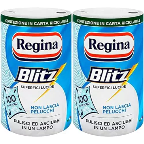 Regina Blitz Carta Casa, Confezione da 2 Rotoli, 100 Maxi Fogli a 3 Veli, Carta Riciclabile FSC