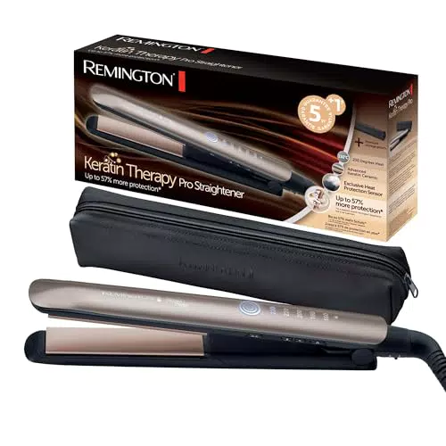 Remington Piastra per Capelli Professionale Keratin Protect con Rivestimento Ceramico Cheratina e Olio di Mandorle