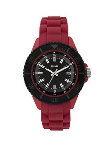 s.Oliver Orologio Analogico Quarzo Bambino con Cinturino in Silicone SO-3919-PQ
