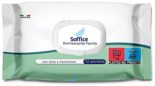 Soffice Salviettine Milleusi Rinfrescante Family con Tappo 1 confezione x 72 salviette - 370 g & Salviettine Igiene Intima 1 confezione x 20 salviette - 120 g