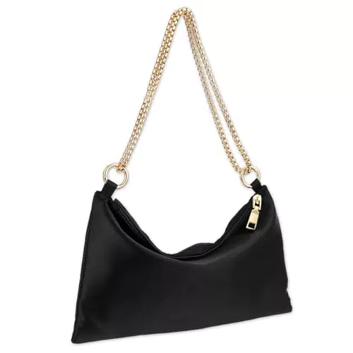 Borsa da Sera da Donna Simarro in Raso con Tracolla e Catena