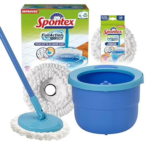 Spontex Sistema Lavapavimenti con Mop Rotante e Secchio - Pulizia 360°