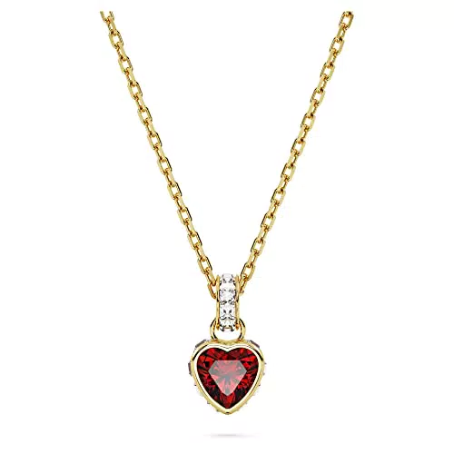 Collana Pendente Swarovski con Cristalli e Zirconia a Cuore, Placcata in Oro.