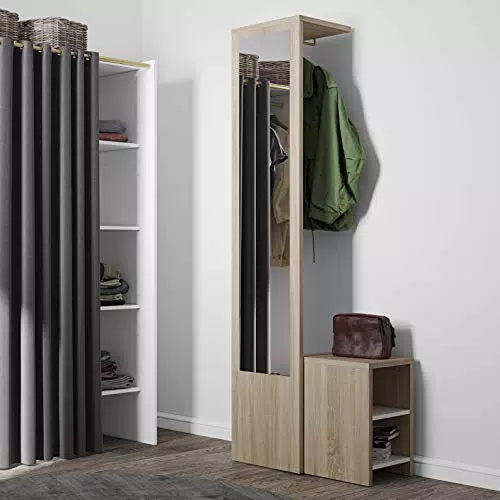 Mobile d'Ingresso Symbiosis Vestibulo con Panca Rovere Naturale e Bianco
