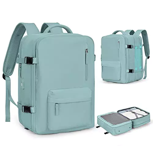 Borse da Cabina SZLX per Easyjet e Ryanair con Porta USB - Zaino da Viaggio Donna - Bagaglio a Mano 45x36x20 - Blu Chiaro