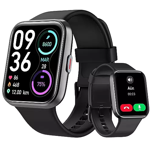 Tensky Smartwatch Uomo Donna, 1.8" Orologio Chiamate e Risposta Alexa Integrata Smart Watch con Cardiofrequenzimetro SpO2 Stress