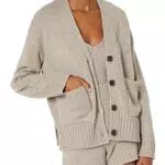 The Drop Brigitte, Cardigan a Costine con Bottoni Grandi e Tasche Frontali da Donna