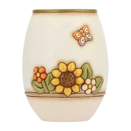 Thun - Vaso Fiori da Interno Linea Country con Farfalla e Fiori Multicolore