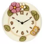 THUN Orologio da Parete con Fiore di Malva in Ceramica Decorata a Mano