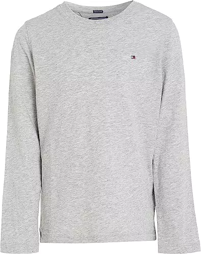 Tommy Hilfiger Boys Basic Cn Knit L/S Maglietta, Grey Heather