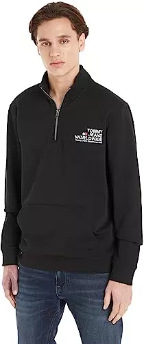 Tommy Jeans Felpa con Cerniera Uomo Regular Entry Graphic Mezza Zip